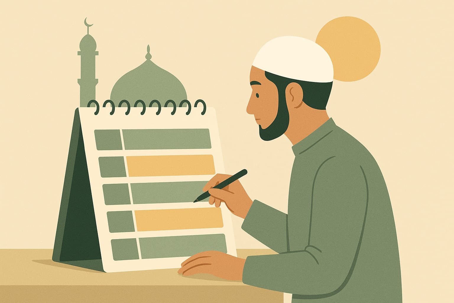 Task management interface showing prayer-based time blocks with tasks